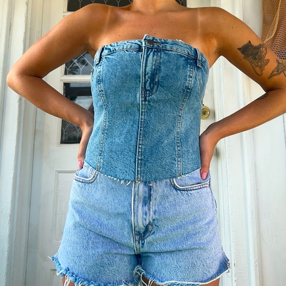 Denim Bustier Top - Picture 1 of 9